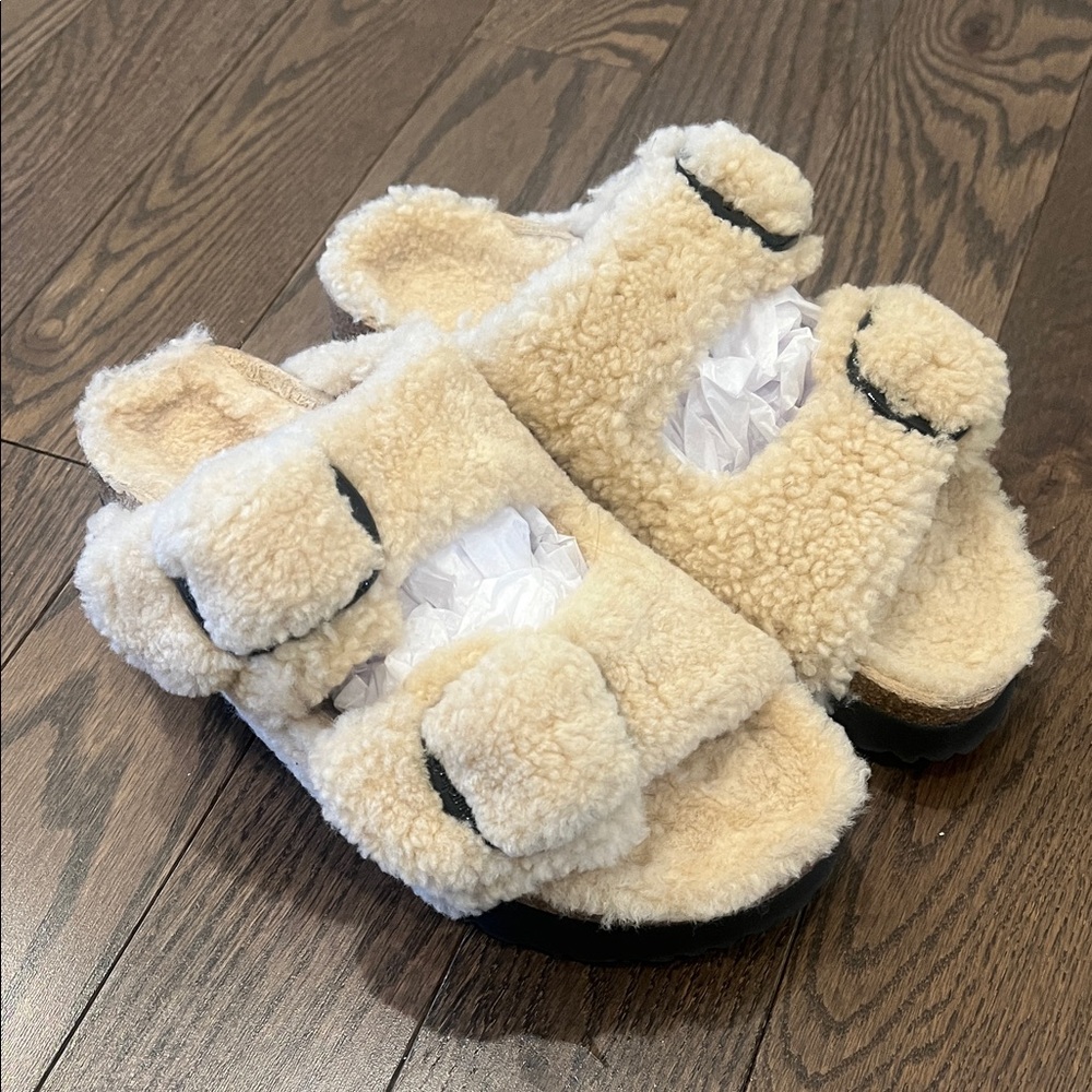 Papillio Birkenstock Sherpa Fuzzy Slide Sandals 38/L7